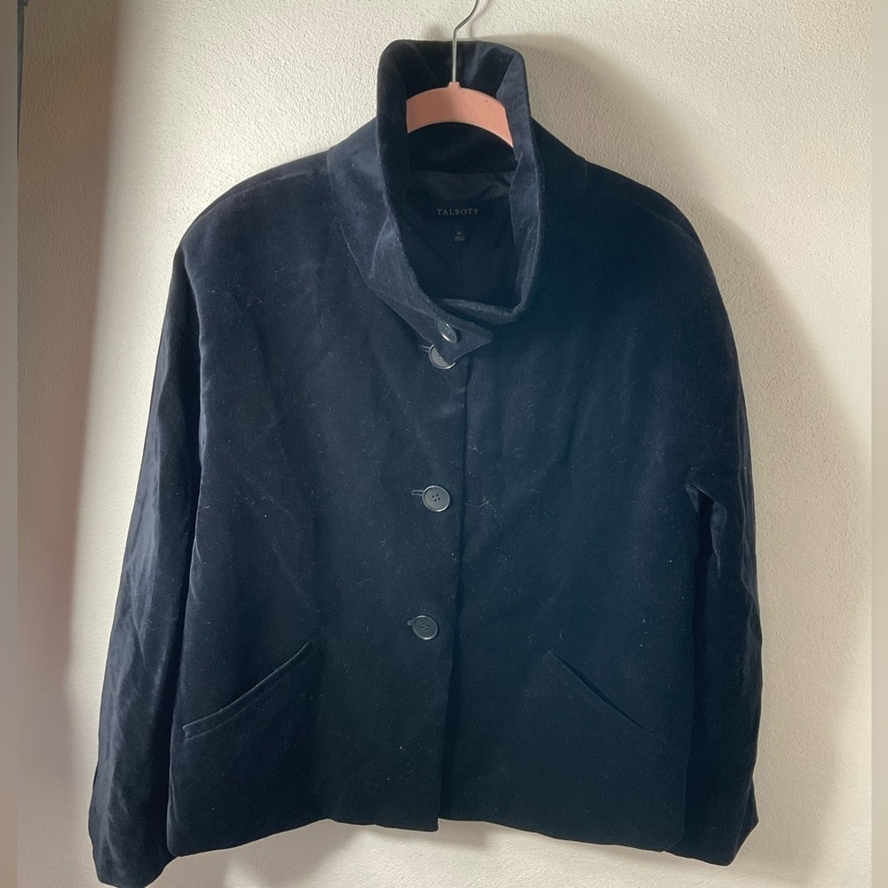 Talbots Midnight Blue Velveteen Jacket Coat Sz‎ 10